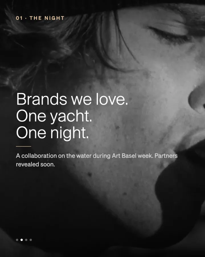 Carousel slide 2: Brands we love. One yacht. One night.