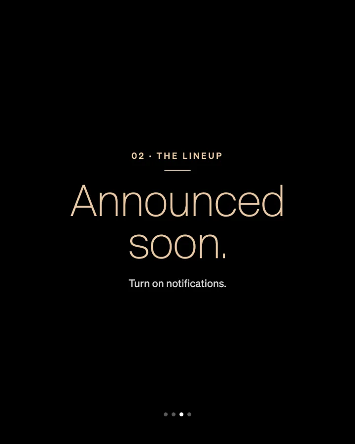 Carousel slide 3: The lineup, announced soon